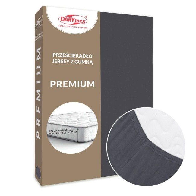  Grube wytrzymałe miękkie bawełniane prześcieradło jersey premium 160x200 w kolorze ciemno szarym 