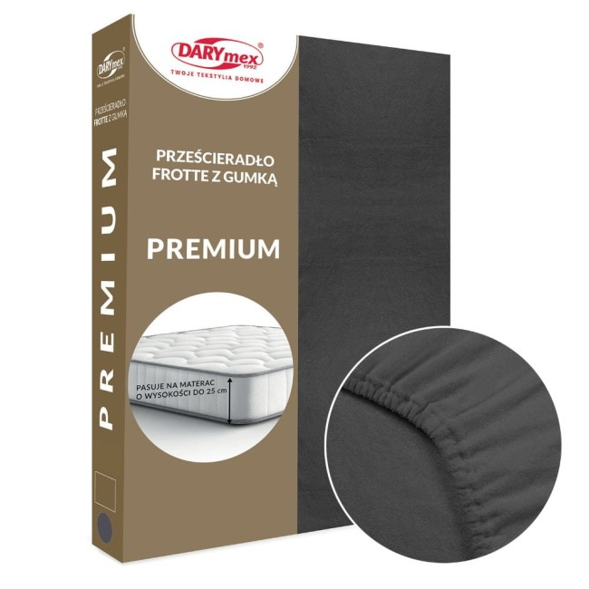 Grube wytrzymałe bawełniane prześcieradło frotte Premium w kolorze ciemno szarym 160x200 cm 