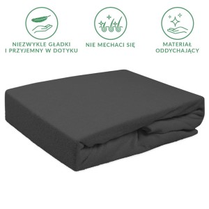 Prześcieradło frotte z gumką 160x200 kolor ciemny szary PREMIUM