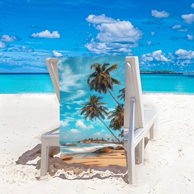 Ręcznik plażowy 100x180 Palmy szybkoschnący z mikrofibry duży