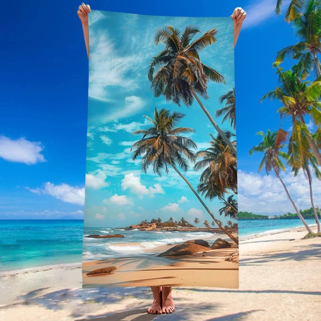 Ręcznik plażowy 100x180 Palmy szybkoschnący z mikrofibry duży