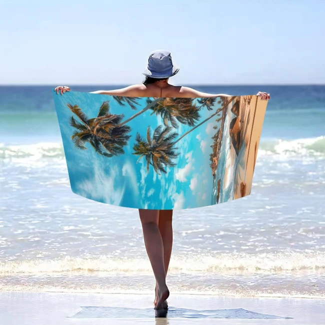 Ręcznik plażowy 100x180 Palmy szybkoschnący z mikrofibry duży