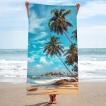 Ręcznik plażowy 100x180 Palmy szybkoschnący z mikrofibry duży