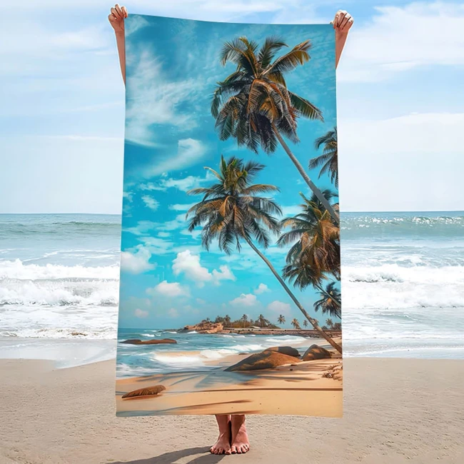 Ręcznik plażowy 100x180 Palmy szybkoschnący z mikrofibry duży