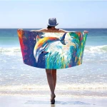 Ręcznik plażowy 100x180 Delfin szybkoschnący z mikrofibry duży