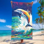Ręcznik plażowy 100x180 Delfin szybkoschnący z mikrofibry duży