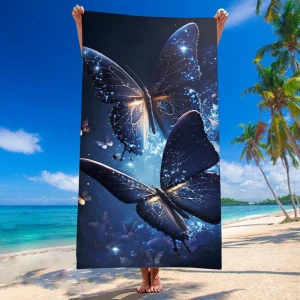 Ręcznik plażowy 100x180 Magiczne motyle szybkoschnący z mikrofibry duży