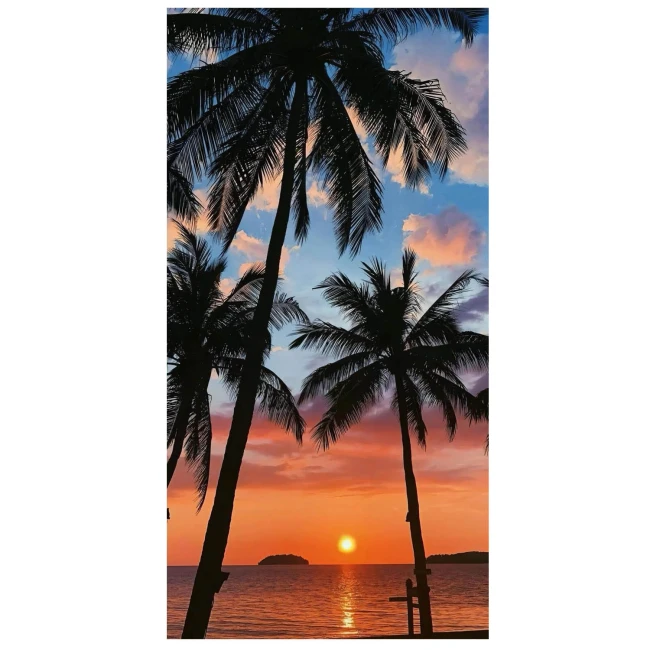 Ręcznik plażowy 100x180 Palmy o zachodzie słońca szybkoschnący z mikrofibry duży