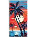 Ręcznik plażowy 100x180 Palmy szybkoschnący z mikrofibry duży pomarańczowy