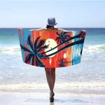Ręcznik plażowy 100x180 Palmy szybkoschnący z mikrofibry duży pomarańczowy