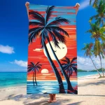 Ręcznik plażowy 100x180 Palmy szybkoschnący z mikrofibry duży pomarańczowy