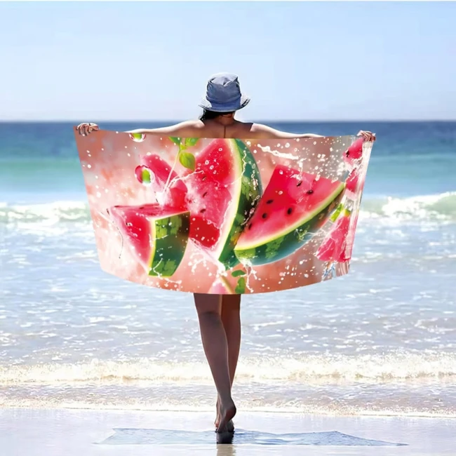 Ręcznik plażowy 100x180 Arbuzy szybkoschnący z mikrofibry duży