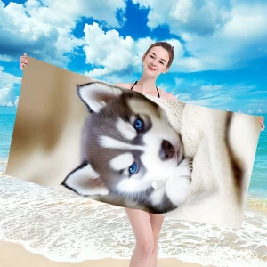 Ręcznik plażowy 100x180 Słodki piesek szybkoschnący z mikrofibry duży