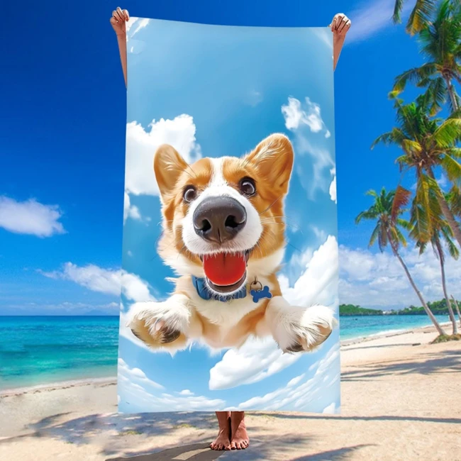  Bardzo duży, szybkoschnący, plażowy ręcznik z mikrofibry, w pieska w rozmiarze 100x180 cm 