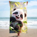 Ręcznik plażowy 100x180 Słodka Panda szybkoschnący z mikrofibry duży
