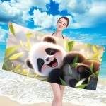 Ręcznik plażowy 100x180 Słodka Panda szybkoschnący z mikrofibry duży