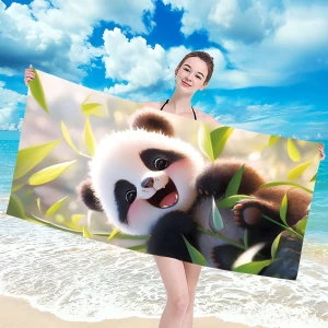 Ręcznik plażowy 100x180 Słodka Panda szybkoschnący z mikrofibry duży