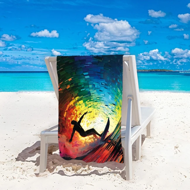 Ręcznik plażowy 100x180 Surfer szybkoschnący z mikrofibry duży