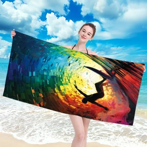 Ręcznik plażowy 100x180 Surfer szybkoschnący z mikrofibry duży