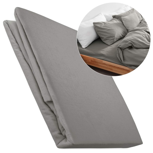  Delikatne przyjemne w dotyku wytrzymałe szare prześcieradło flanelowe z gumką 120x200 cm 