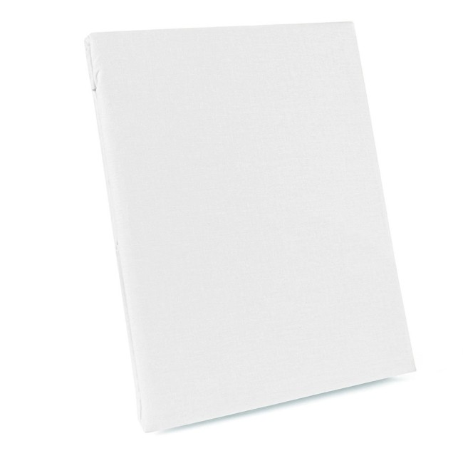 Prześcieradło bawełniane bez gumki w kolorze białym, rozmiar 160x200 cm z dodatkowymi 20 cm po bokach. Produkt leży płasko, z widoczną teksturą materiału. Na prostym tle, prezentuje minimalistyczny design, idealny do sypialni.