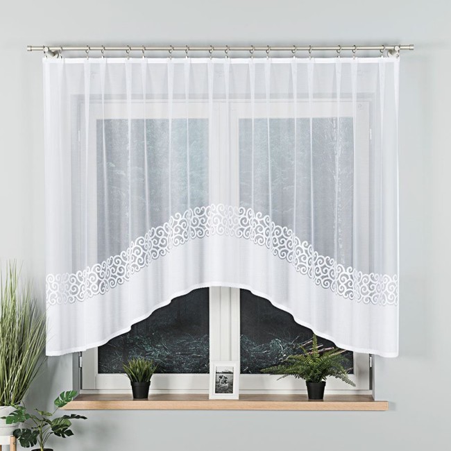  Gładka firanka gotowa do zawieszenia z dekoracyjnym wzorem w rozmiarze 300x140 cm 