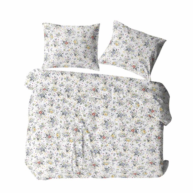  Pościel z kory biała w drobne kwiaty 140x200 z zamkiem 