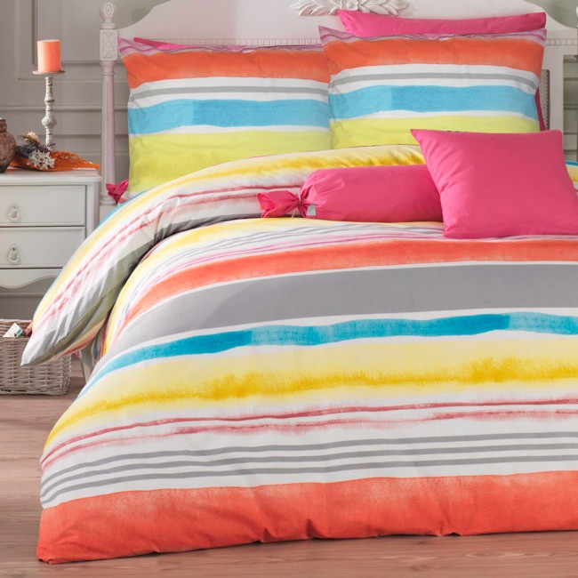  Przytulna delikatna kolorowa pościel bawełniana 200x220 cm w kolorowe biały 