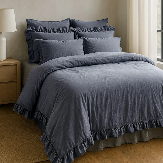  Pościel bawełniana 220x200 cm Exclusive Stonewashed w szarym kolorze 