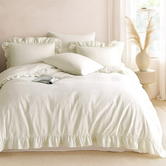  Pościel bawełniana 220x200 cm Exclusive Stonewashed w białym kolorze 