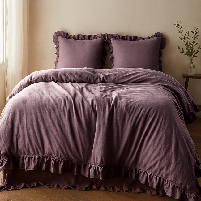  Pościel 160x200 cm Exclusive Stonewashed w fioletowym kolorze 