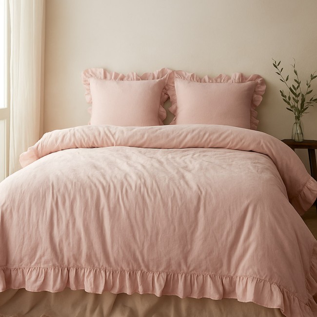  Pościel bawełniana 220x200 cm Exclusive Stonewashed w różowym kolorze 