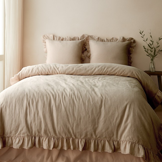  Pościel 220x200 cm Exclusive Stonewashed w kolorze beżowym 