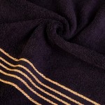 Komplet ręczników z bawełny w eco pudełku kolor czarny z bordiurą w złote paski 500 g/m2 TIWANO 2 kpl.