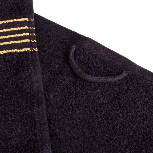 Komplet ręczników z bawełny w eco pudełku kolor czarny z bordiurą w złote paski 500 g/m2 TIWANO 2 kpl.