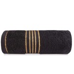 Komplet ręczników z bawełny w eco pudełku kolor czarny z bordiurą w złote paski 500 g/m2 TIWANO 2 kpl.