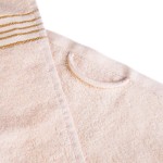 Komplet ręczników z bawełny w eco pudełku kolor kremowy z bordiurą w złote paski 500 g/m2 TIWANO 2 kpl.