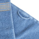 Komplet ręczników z bawełny w eco pudełku kolor niebieski z bordiurą w złote paski 500 g/m2 TIWANO 3 kpl.