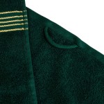 Komplet ręczników z bawełny w eco pudełku kolor butelkowa zieleń z bordiurą w złote paski 500 g/m2 TIWANO 3 kpl.