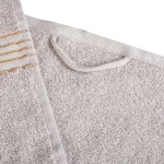 Komplet ręczników z bawełny w eco pudełku jasny szary i ciemny szary z bordiurą w złote paski 500 g/m2 TIWANO 4 kpl.