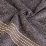 Komplet ręczników z bawełny w eco pudełku krem i ciemny szary z bordiurą w złote paski 500 g/m2 TIWANO 4 kpl.