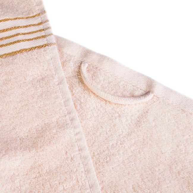 Komplet ręczników z bawełny w eco pudełku krem i ciemny szary z bordiurą w złote paski 500 g/m2 TIWANO 6 kpl.