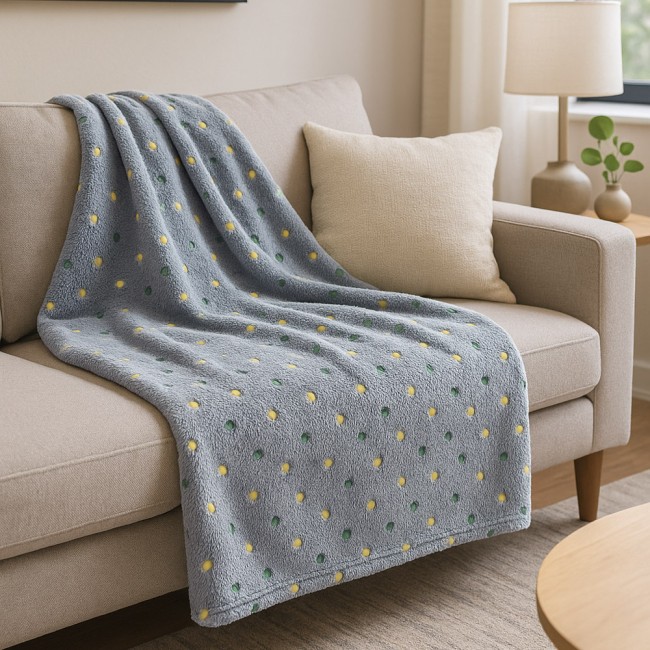  Miękki i puszysty koc z serii Neon Dots malachitowy - idealny na prezent, dekoracyjny, przytulny i elegancko zapakowany, 200x220 cm 