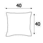 Poduszka dziecięca 40x40 cm w kolorze białym, z wizerunkiem Myszki Miki. Produkt o prostokątnym kształcie, z miękkim wypełnieniem, idealna do pokoju dziecięcego. Widok z przodu, ukazujący wymiary.