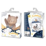 Pościel bawełniana dla dzieci świecąca w ciemności 100x135 Miś morska przygoda, niebieska, biała dla chłopca