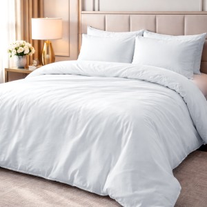 Pościel hotelowa bawełniana 160x200 gładka biała na zakładkę 30 cm