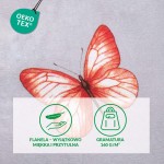 Motyl o czerwonych skrzydłach z białymi żyłkami, umieszczony na szarym tle flanelowej pościeli. Detal przedstawia pięknie odwzorowane wzornictwo, z delikatnymi detalami skrzydeł. Idealna do dekoracji sypialni.