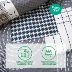 Pościel flanelowa 180x200 Ardela Grey w odcieniach szarości z wzorami, w tym kratką i zygzakami. Materiał flanelowy, miękki i teksturowany. Ułożona na płasko, w zbliżeniu ukazującym detale wzorów i faktury tkaniny.