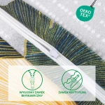 Pościel flanelowa 180x200 Solenne Light w odcieniach szarości z wzorem liści miłorzębu, z widocznym zamkiem błyskawicznym. Produkt leży na płaskiej powierzchni, uwypuklając fakturę flaneli i detal wzoru.