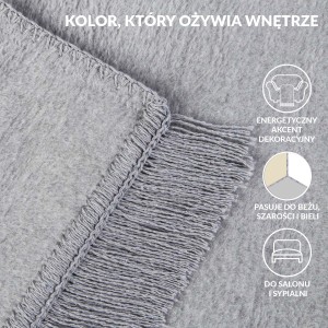 Koc bawełniany 150x200 z frędzlami szary